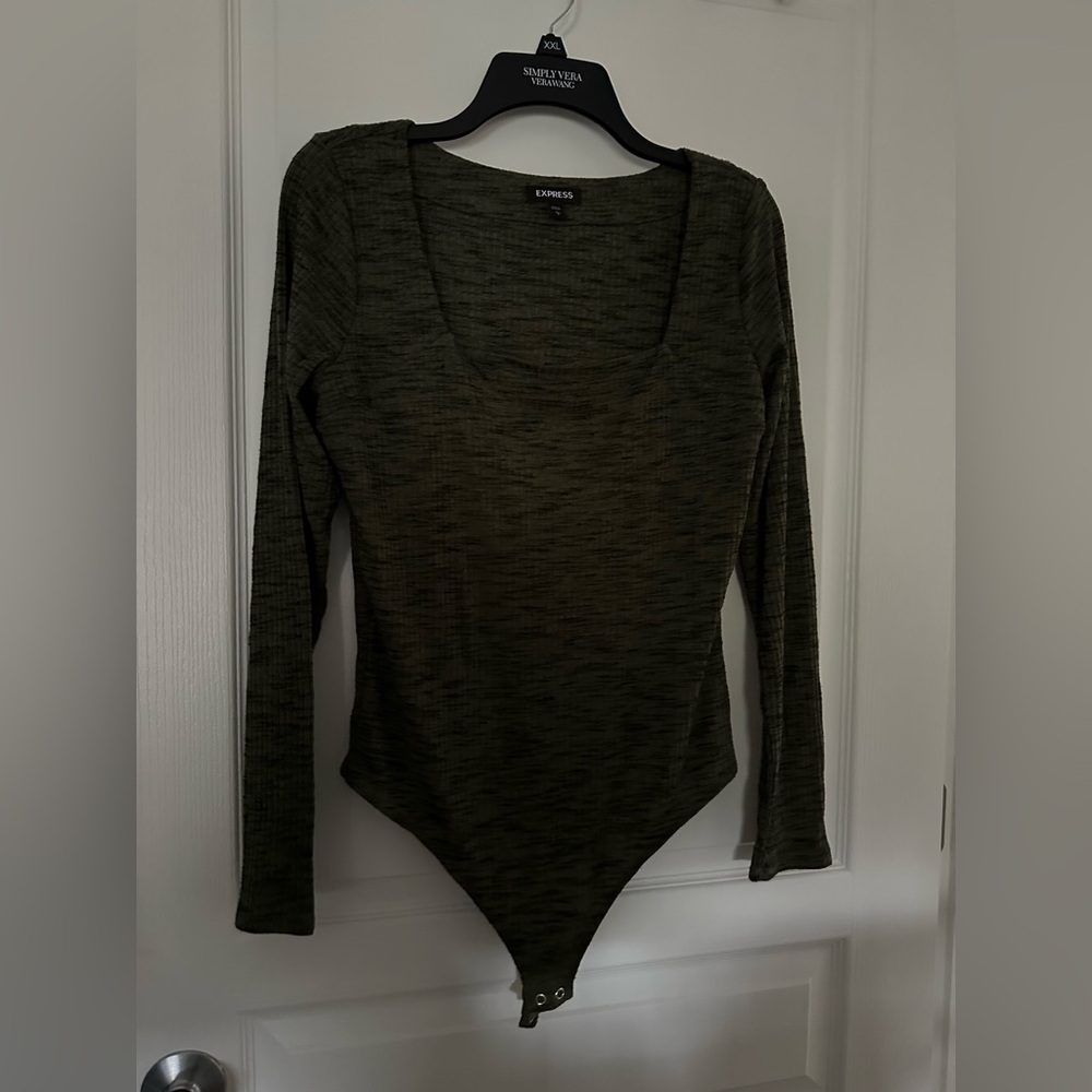 Dark Green Long Sleeve Express Body Suit